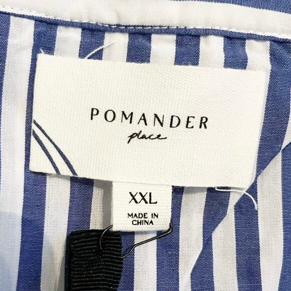 Pomander Place Kenzo Blue White Stripe Sleeveless Cotton Poplin Mini Dress XXL - Picture 4 of 8